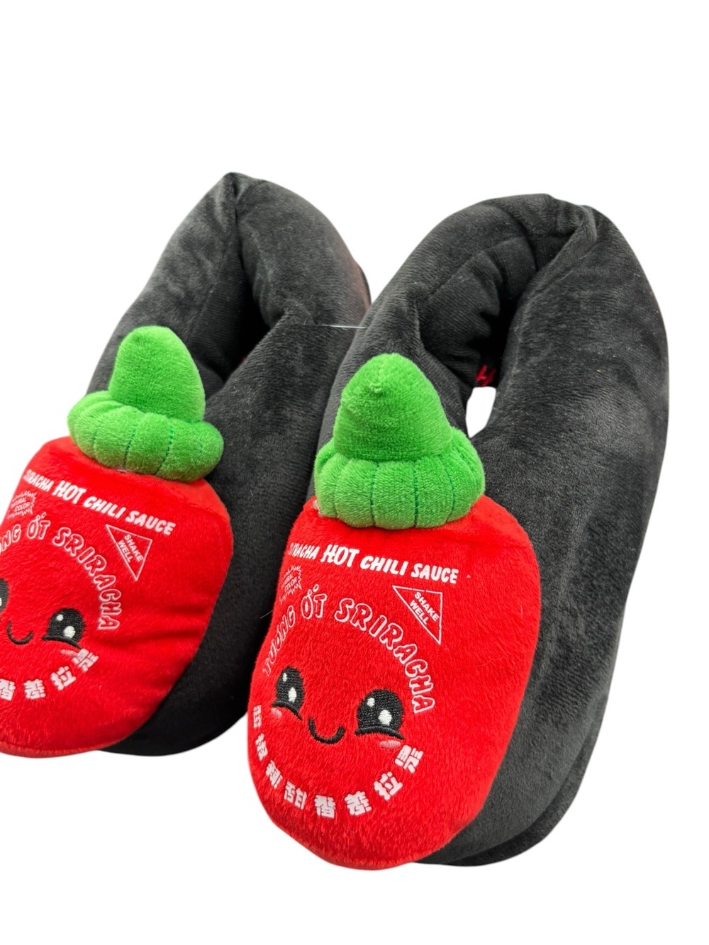 Sriracha Hot Chili Sauce Plush Slippers L/XL 8–11 Novelty Food Shoes - Picture 6 of 8